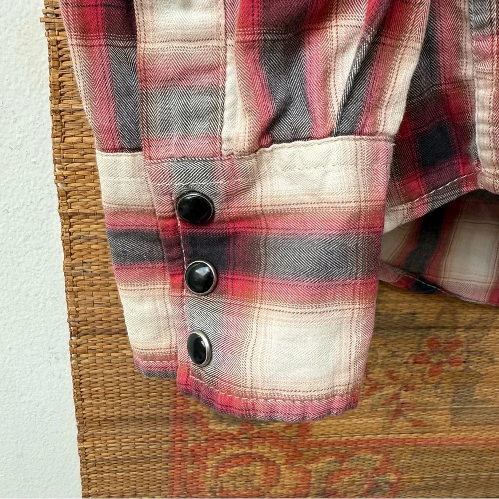 Men's Plaid Pearl Snap Button Western Shirt